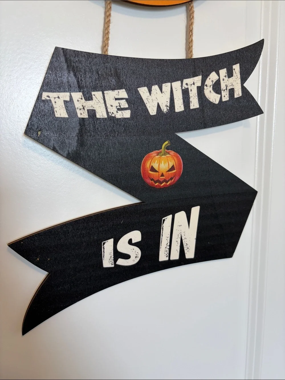 Halloween Witch Hanging Sign - Black & Orange Wall Decor